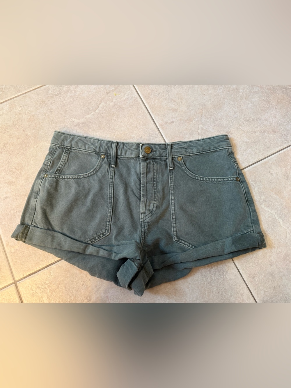 Free People Beginners Luck Slouch Shorts in the color Army - Picture 3 of 7